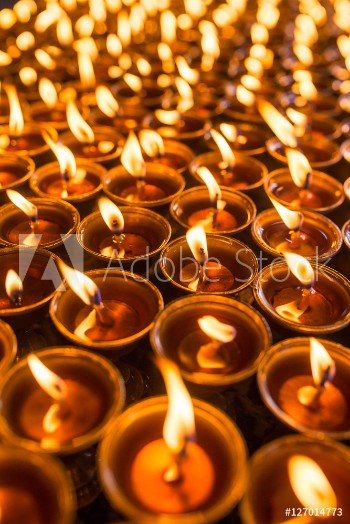 Bild på Candles in Swayambhunath temple in Kathmandu Nepal